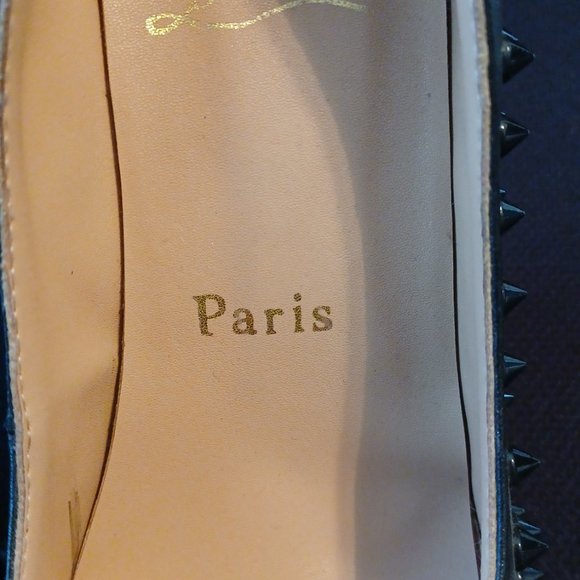 Christian Louboutin Platform Black Peep Toe Spiked Heels - Picture 6 of 7